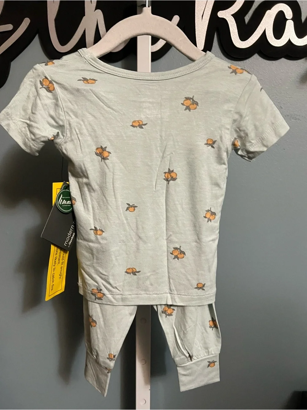 Modern Moments Light Blue Orange Fruit Short Sleeve and Pants Pajama Set NWT